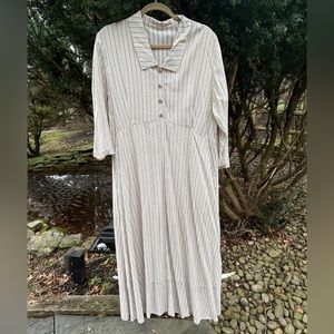 Rare Jeanne Englehart  pinstripe FLAX dress